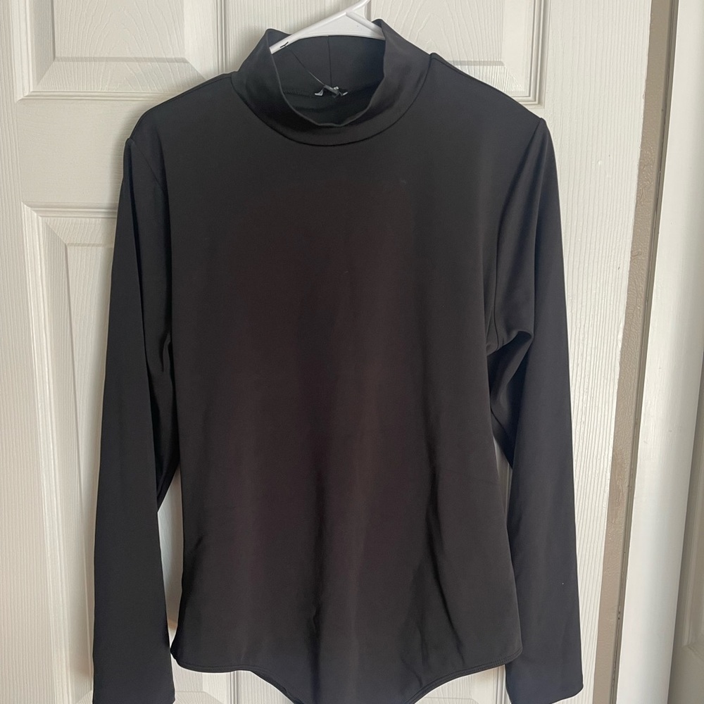 Like New Express Body Contour Mock Neck Cutout Back Thong Bodysuit
